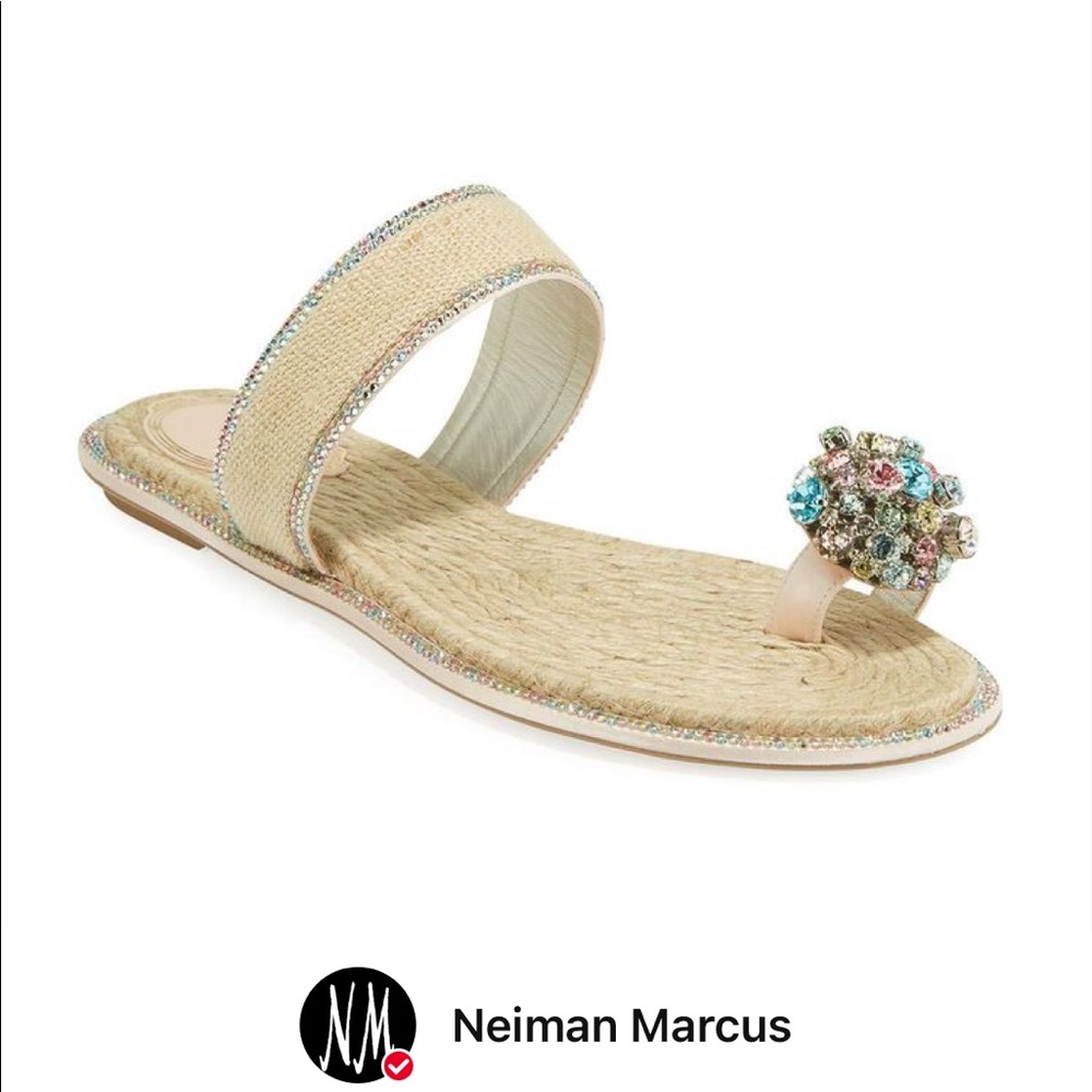 Rene caovilla toe ring sandal. 37.5 crystals